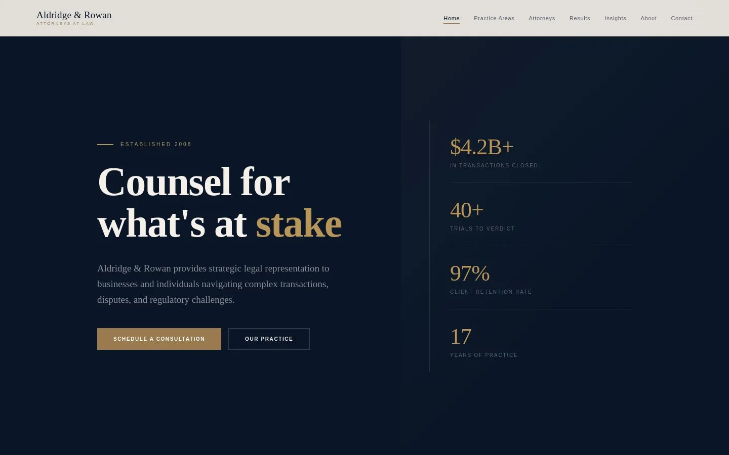 Aldridge & Rowan Law preview